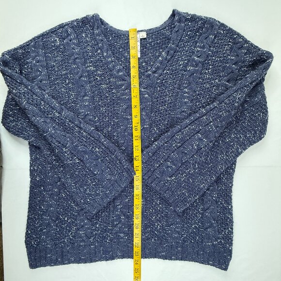 Alya V-Neck Sweater Blue with White sprinkles Women's Medium - Picture 4 of 6